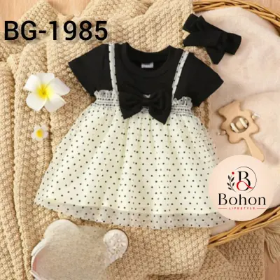 COTTON FROCK ( BLACK & WHITE )
