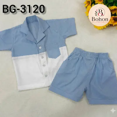 SHIRT & PANT COTTON (LIGHT BULE & WHITE)
