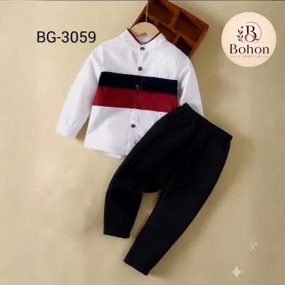 SHIRT & PANT COTTON (WHITE & BLACK) 02