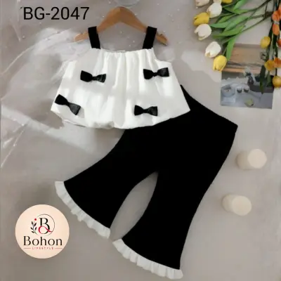 TOPS LILEN PANT COTTON (WHITE  BLACK)