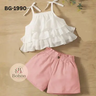 TOPS LILEN PANT COTTON (WHITE & PINK)