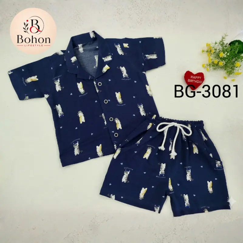 SHIRT & PANT COTTON (NAVY BLUE)