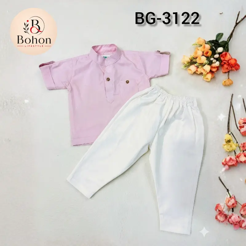 SHIRT & PANT COTTON (PINK & WHITE)