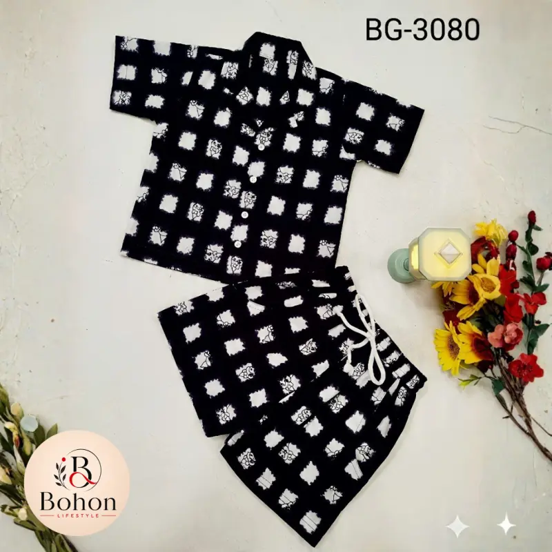 SHIRT & PANT COTTON (SQUARE BLACK)