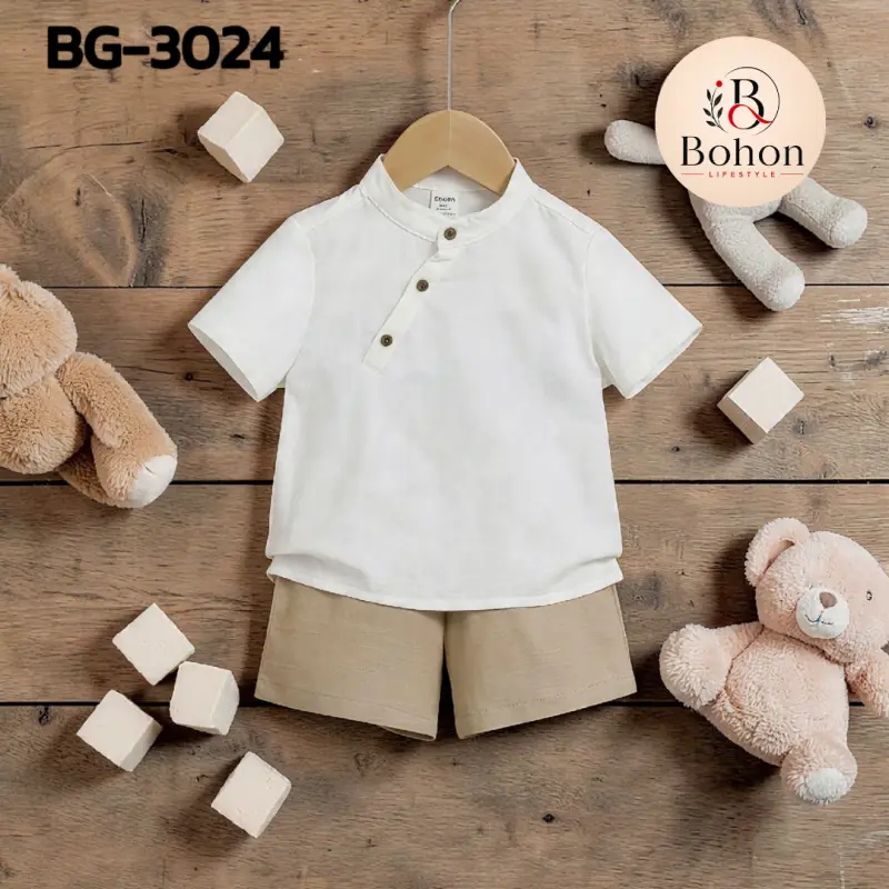 SHIRT & PANT COTTON (WHITE & KHAKI)