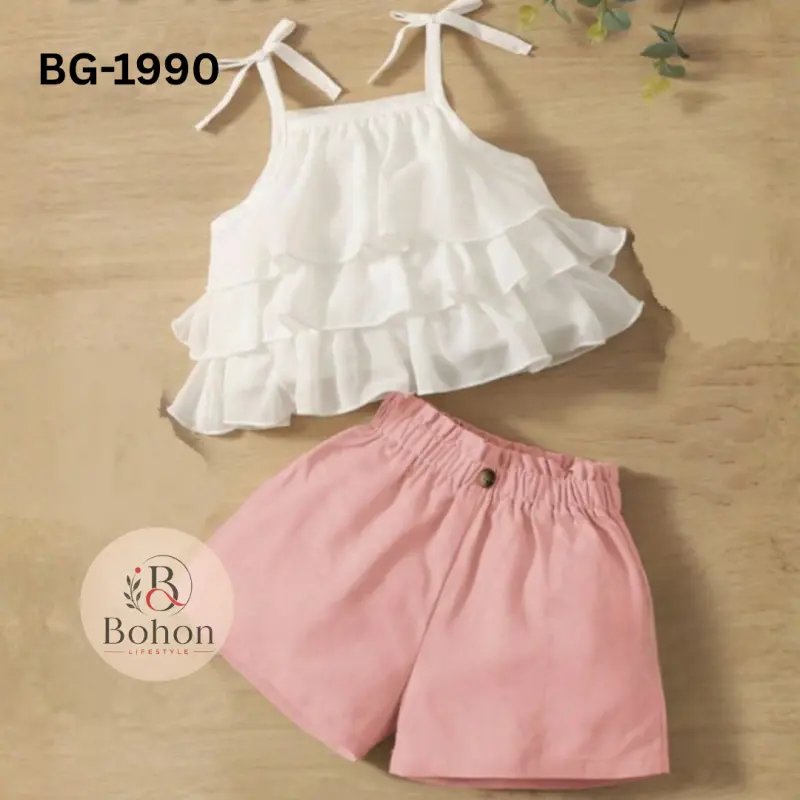 TOPS LILEN PANT COTTON (WHITE & PINK)